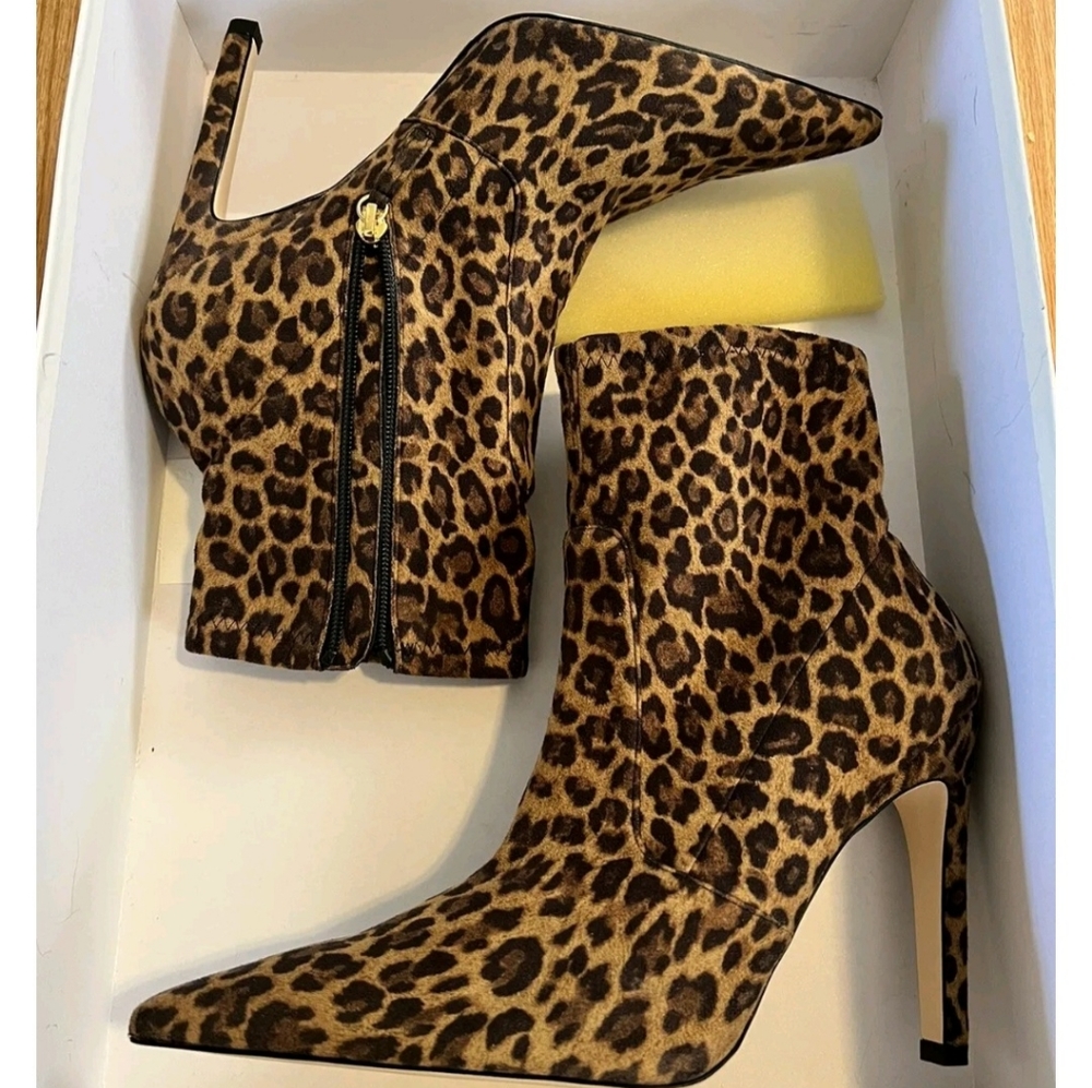 Good American The Icon Booties Size 11 Leopard Pointed Ankle Boots